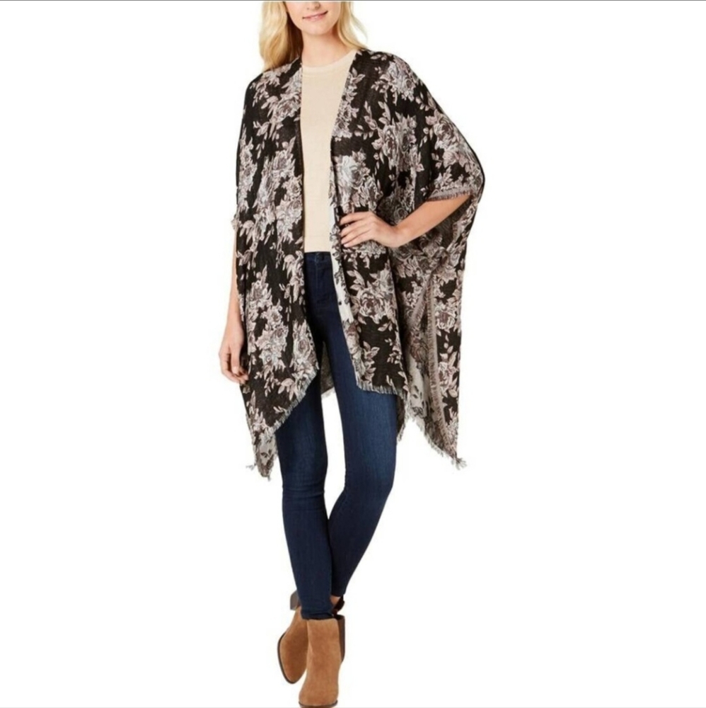 INC International Concepts Womens Floral Ruana Wrap